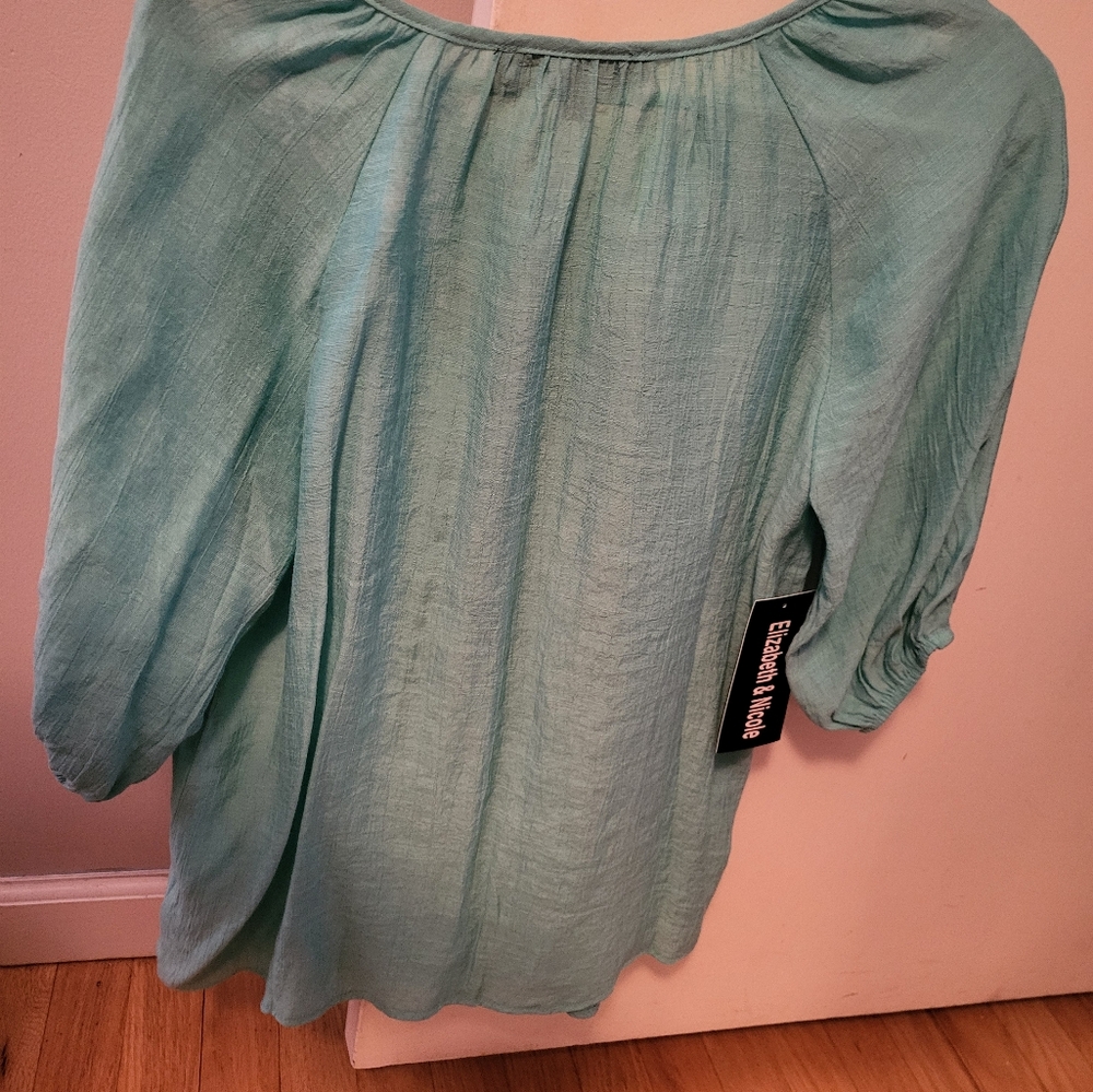 Womens boho teal color top - Picture 2 of 2